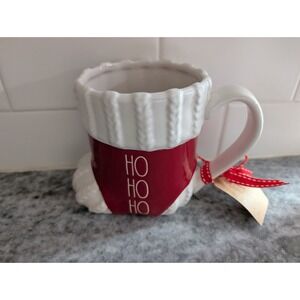 Rae Dunn HO HO HO Red Stocking Ceramic Mug NWT